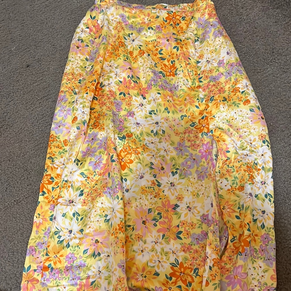 Yellow skirt from buckle, brown from SHEIN